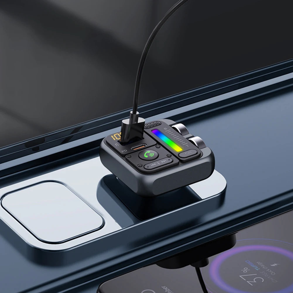 Transmetteur FM Bluetooth 5.3 Voiture Shunmaii T25 – Charge Rapide PD 42W, Double USB, Mains Libres, Lecteur MP3 Clé USB