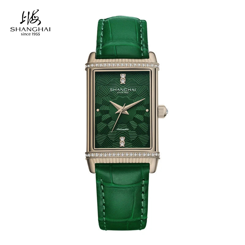 Shanghai Watch 22MT Montre Automatique Femme Rectangulaire Saphir Cuir 25x41mm – CLEVI Paris