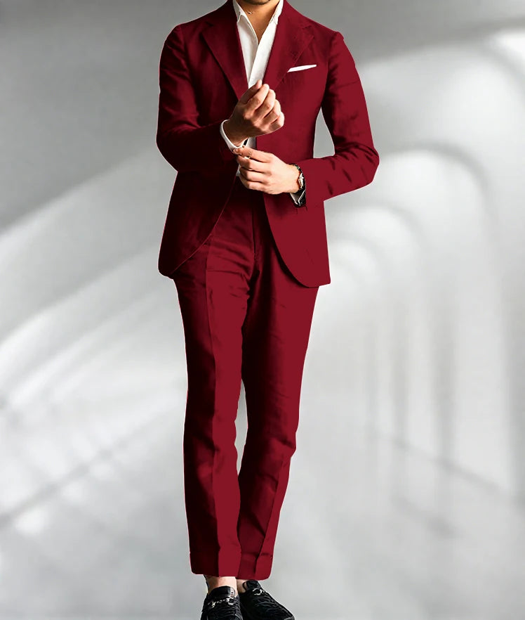 Costume Homme Mariage Slim Fit – Blazer & Pantalon Lin | 15 Coloris