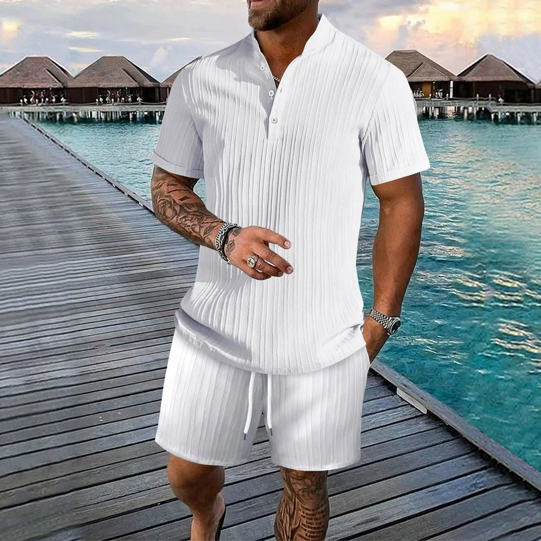 Ensemble homme col V et short uni – CLEVI Paris