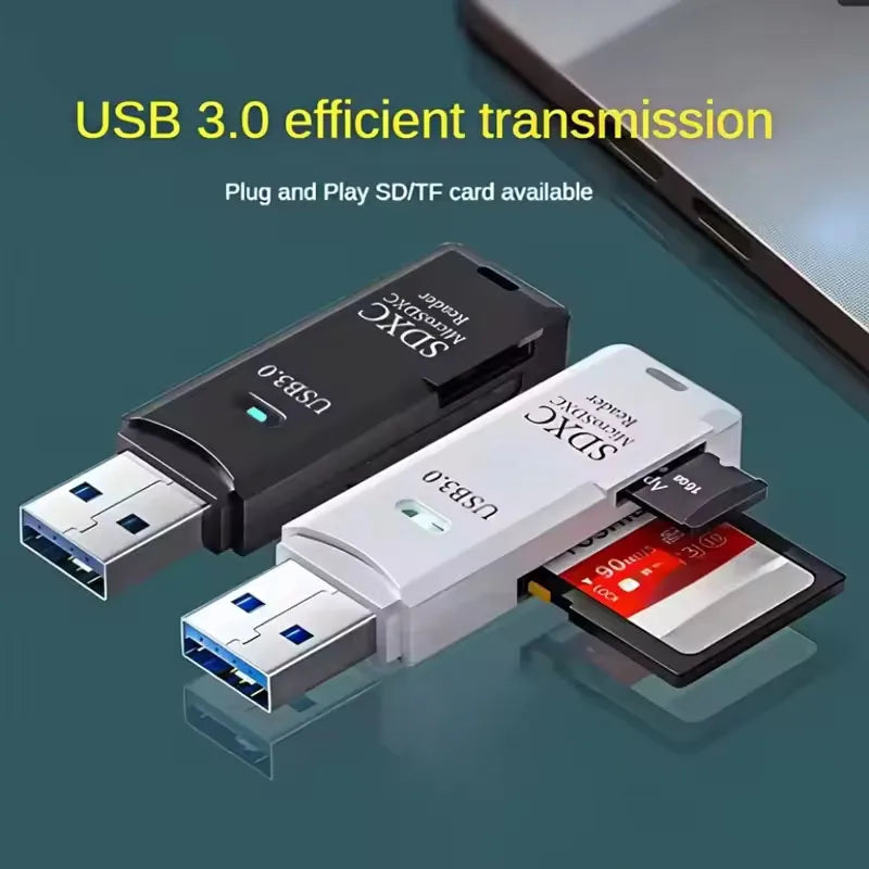 Lecteur de Cartes SD/TF USB Compact – USB 2.0 & 3.0, Plug & Play, PC & Laptop