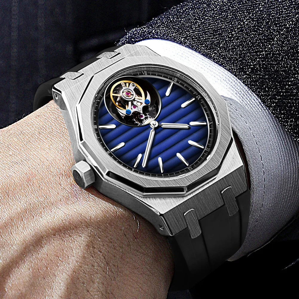 Montre Mécanique Tourbillon Volant RAYMONDOYA R8057 Squelette Saphir – CLEVI Paris
