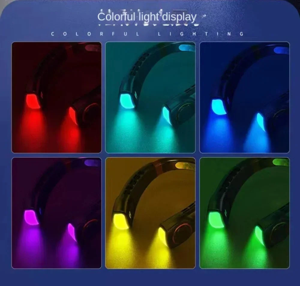Ventilateur Tour de Cou Sans Lames 5 Vitesses LED Rechargeable USB Sport – CLEVI Paris