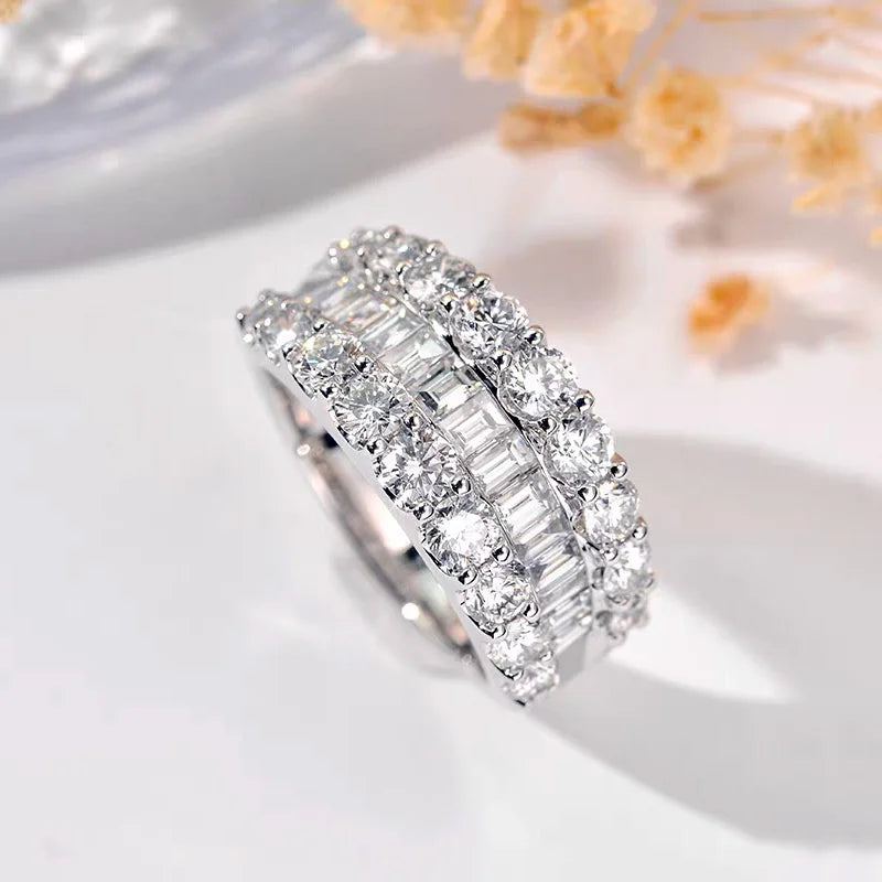Bague Femme Zircon Émeraude & Ronde Demi-Anneau Argent 925 – CLEVI Paris