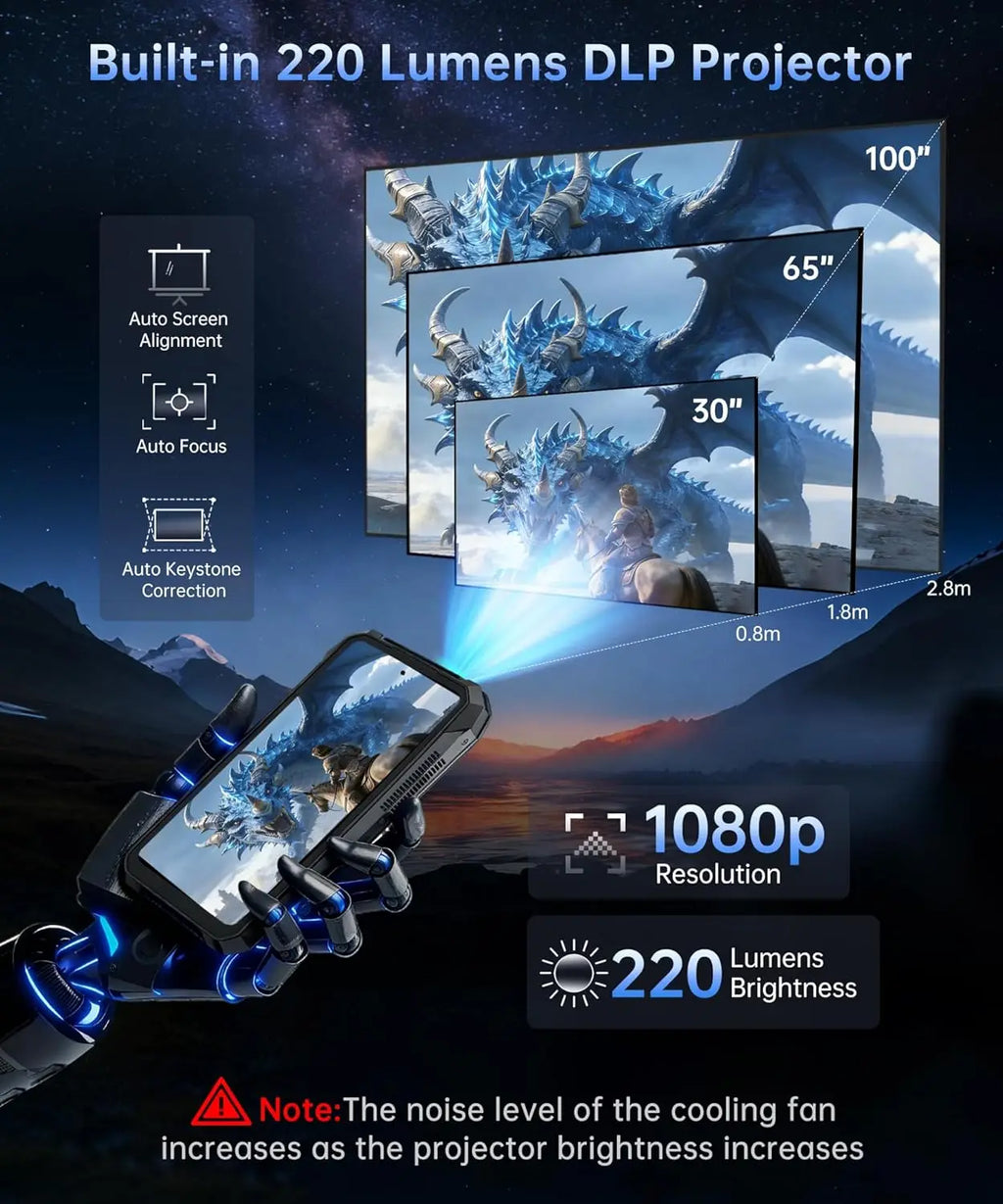 8849 Tank X Smartphone Rugged 5G Projecteur 220lm 1080P Dimensity 8200 17600mAh Android 15 IP68 – CLEVI Paris