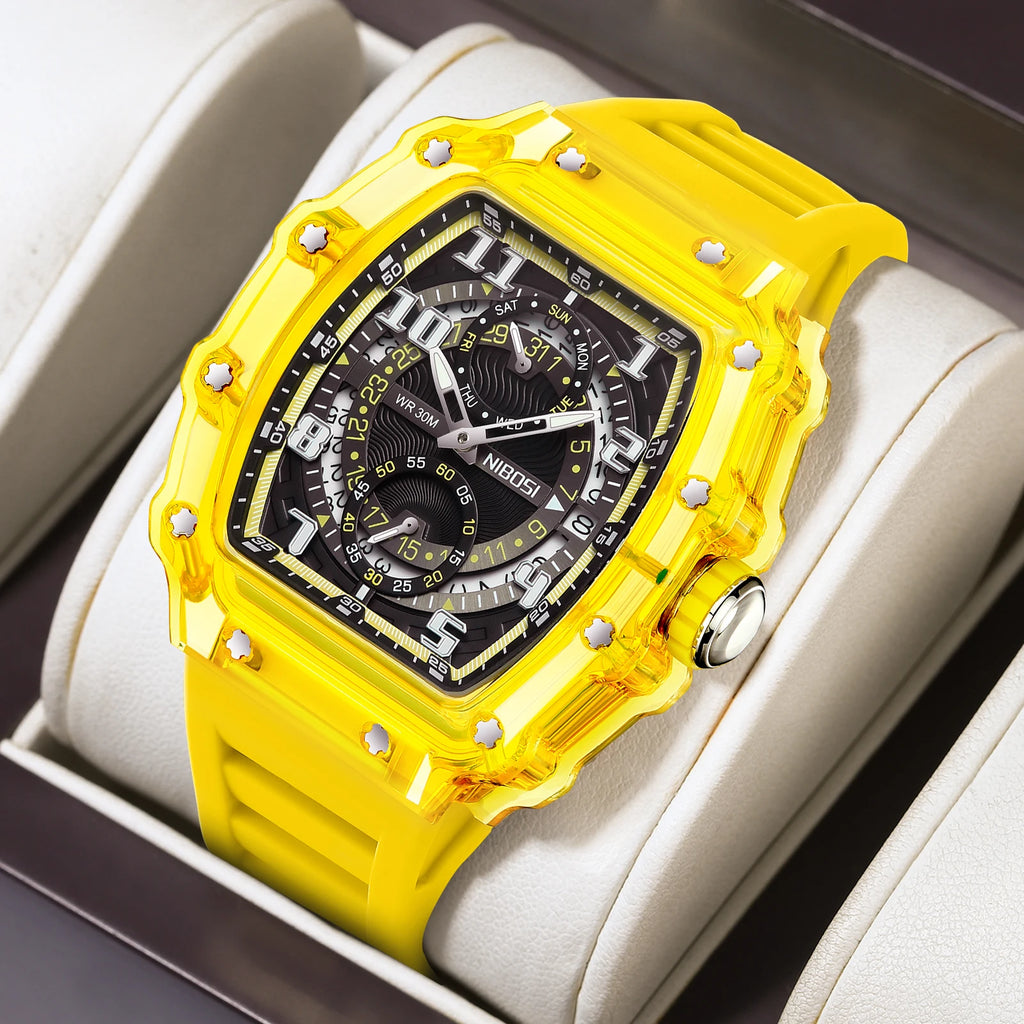 NIBOSI Montre Quartz Japonais Homme Squelette Sport Silicone Lumineux Anti-Magnétique – CLEVI Paris