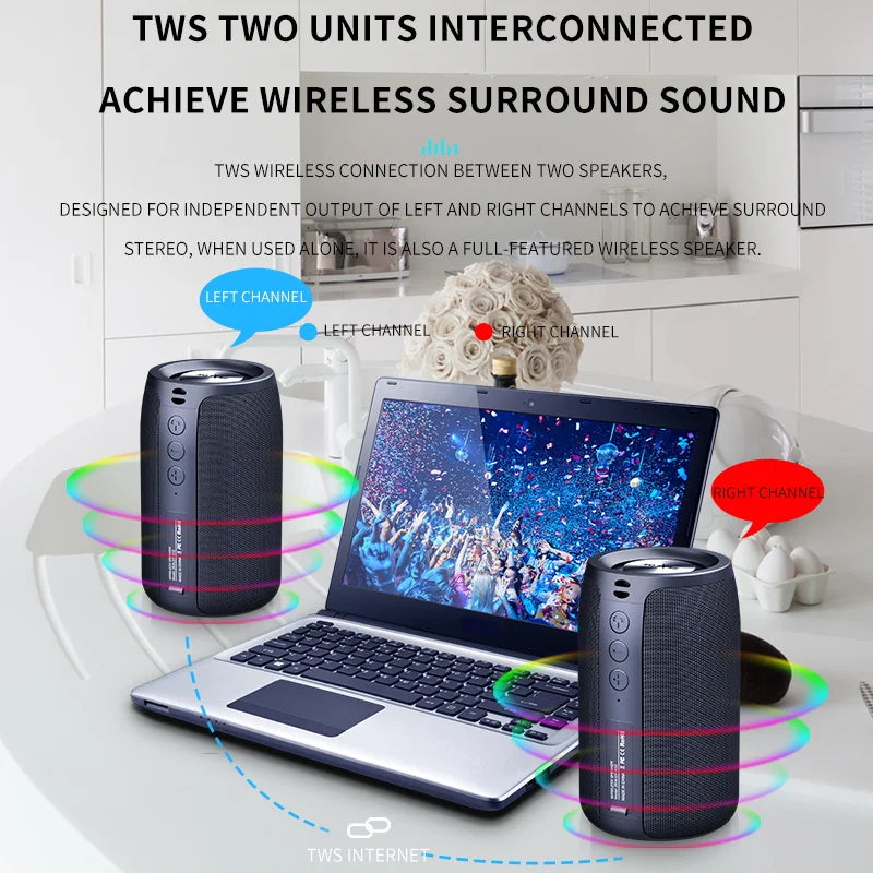ZEALOT S32 Enceinte Bluetooth Subwoofer IPX6 TWS Portable 1800mAh – CLEVI Paris