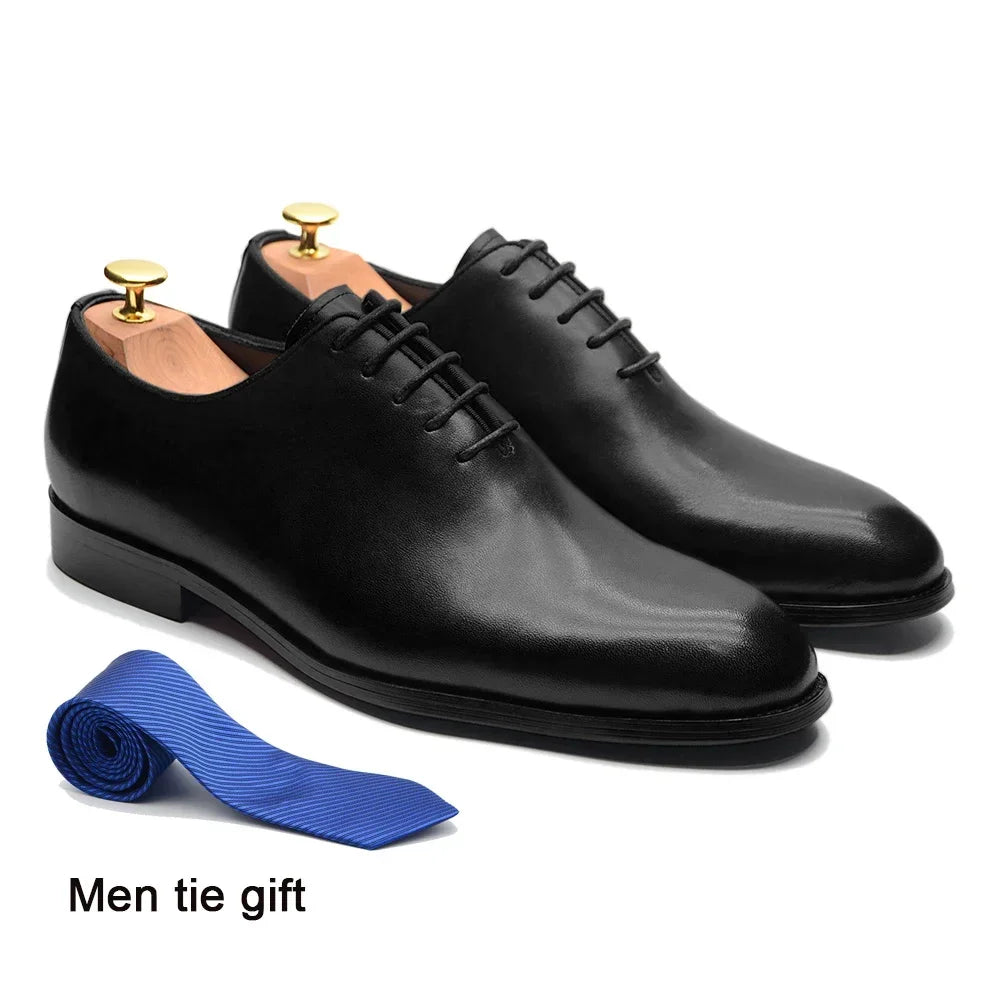 Richelieu Homme Whole-Cut Oxford – Cuir Véritable, Fait Main, Bout Uni – CLEVI Paris