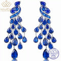 Boucles d'Oreilles Pendantes Saphir Lab | Diamant Haute Carbone Argent 925 Mariage – CLEVI Paris