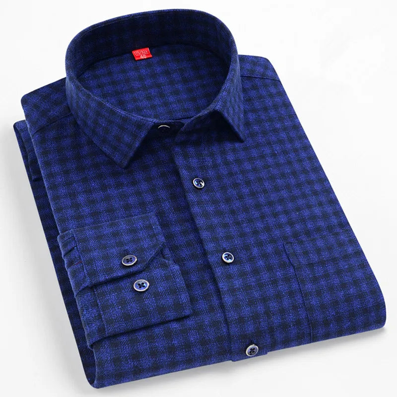 Chemise Homme Manches Longues Coton Carreaux Style Britannique – CLEVI Paris