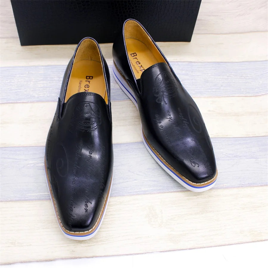 Loafer Homme Cuir Artisanal Motif Laser Slip-On | Doublure Agneau 2 Coloris