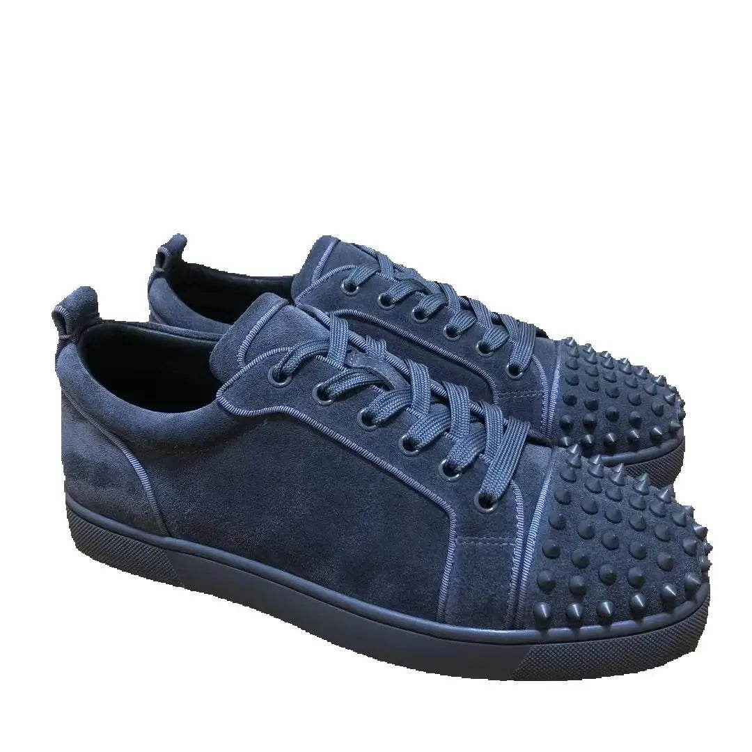 Sneakers Basses Luxe Cuir Véritable Bleu XIKUO Rivets | Casual Chic Quotidien | Homme & Femme | Pointures 35-48 – CLEVI Paris