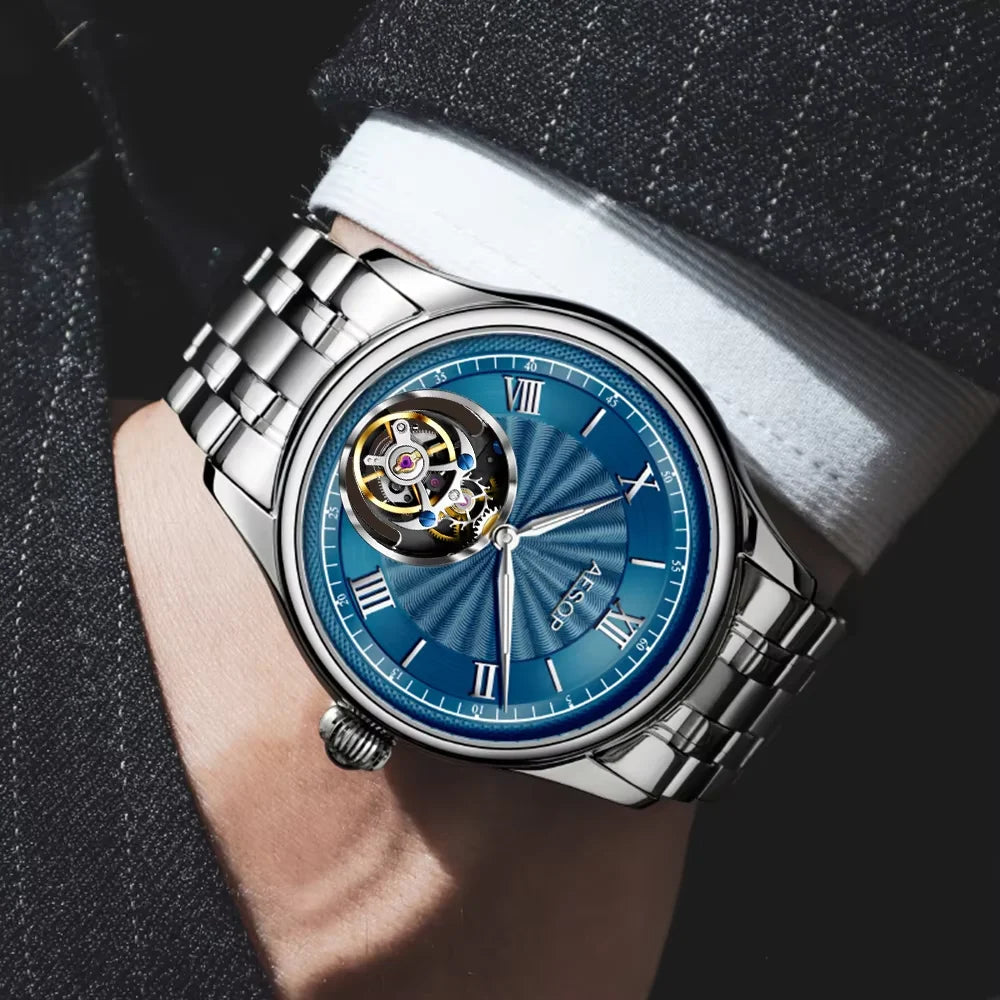 Montre Homme AESOP Tourbillon Édition Limitée – Mécanique Manuelle, Verre Saphir, Squelette