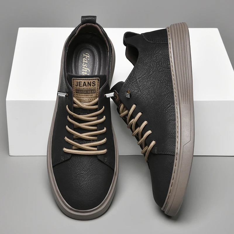 Sneakers Homme Cuir Vache Véritable Lacets Respirant Semelle Caoutchouc Casual Sport Skateboard EU 38-47 TOGEE See – CLEVI Paris