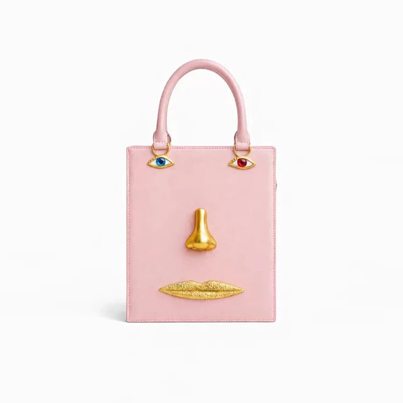 Sac À Main Femme Motif Visage Bijoux Bandoulière Dorée 8 Coloris – CLEVI Paris