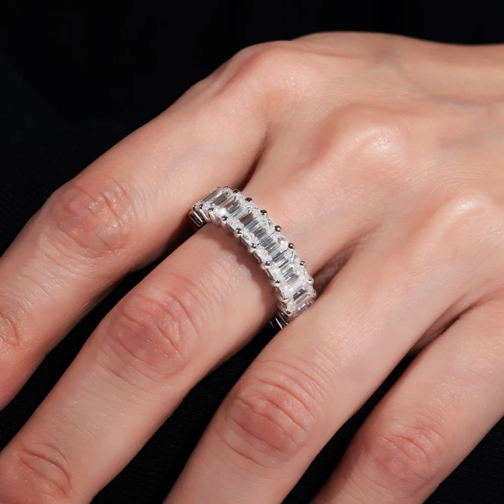 Bague Moissanite Coupe Émeraude 3×5mm Argent 925 – CLEVI Paris
