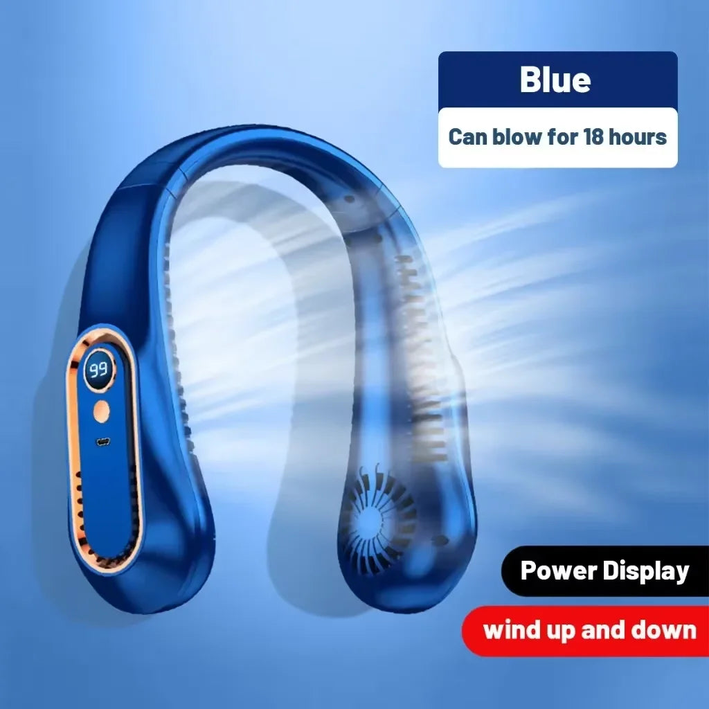 Ventilateur de Cou Sans Lame – Portable Silencieux USB Rechargeable 5 Vitesses Affichage Batterie Sport Bureau – CLEVI Paris