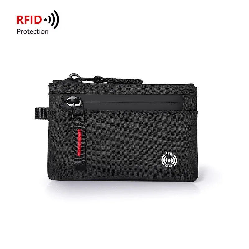 Porte-Cartes RFID Nylon Slim Homme — Mousqueton, Clip Ceinture ou Fermeture Éclair, Multi-Coloris | CLEVI Paris