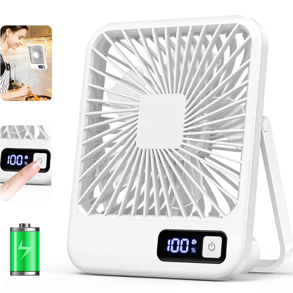 Ventilateur de Bureau USB Rechargeable Pliable 180° 5 Vitesses Affichage Batterie – CLEVI Paris