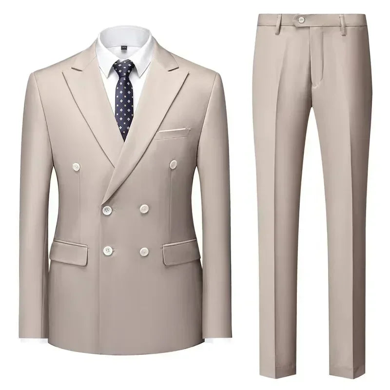 Costume Homme 2 Pièces Double Boutonnage Col Cranté Slim 17 Coloris Grande Taille Sur-Mesure – CLEVI Paris