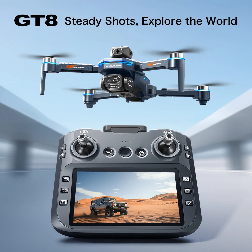 Drone LS GT8 8K Double Caméra FPV – Moteur Brushless, Écran 4,3", Évitement d'Obstacles, Flux Optique, Portée 3000m, 177g