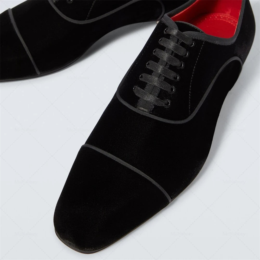 Oxford Homme Velours Noir Détail Argenté Lacets Mariage – CLEVI Paris