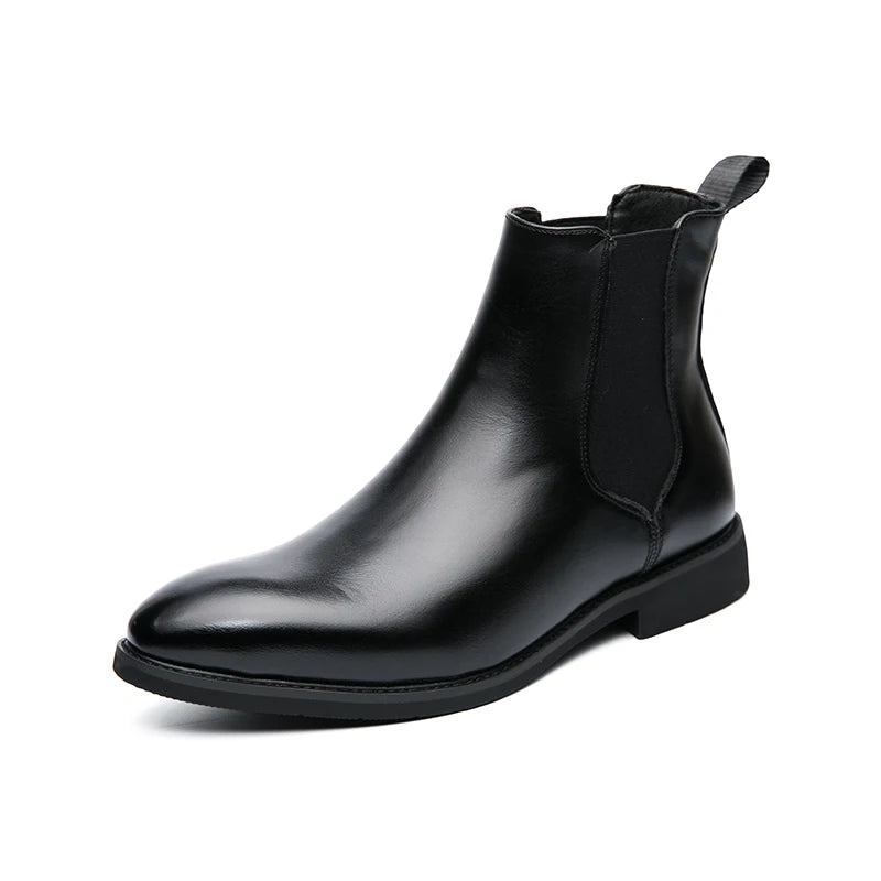 Chelsea Boots Homme Style Britannique Bout Pointu Slip-On | PU Fait Main 2 Coloris