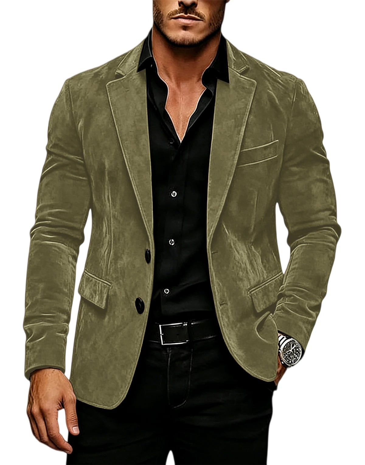 Blazer homme en velours effet suédé 2 boutons – CLEVI Paris