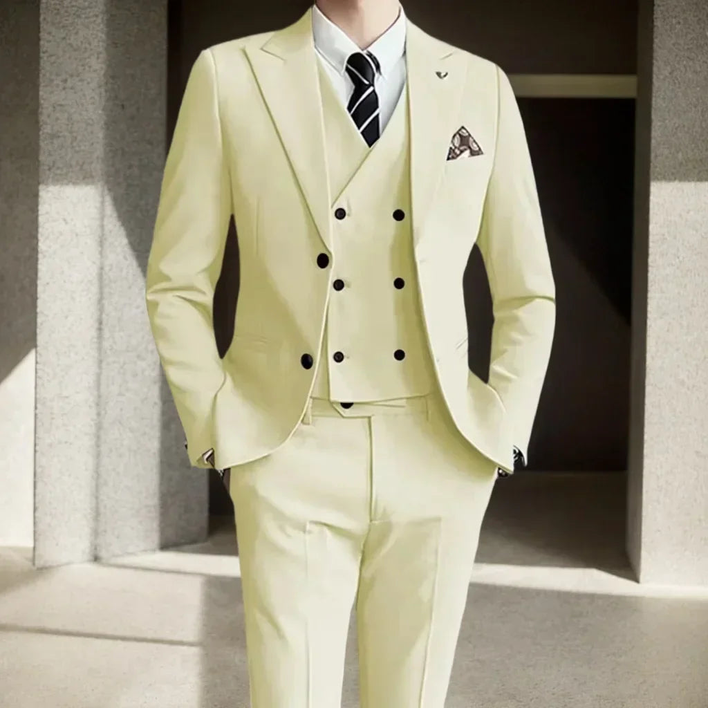 Costume homme 3 pièces uni, veste et gilet – CLEVI Paris