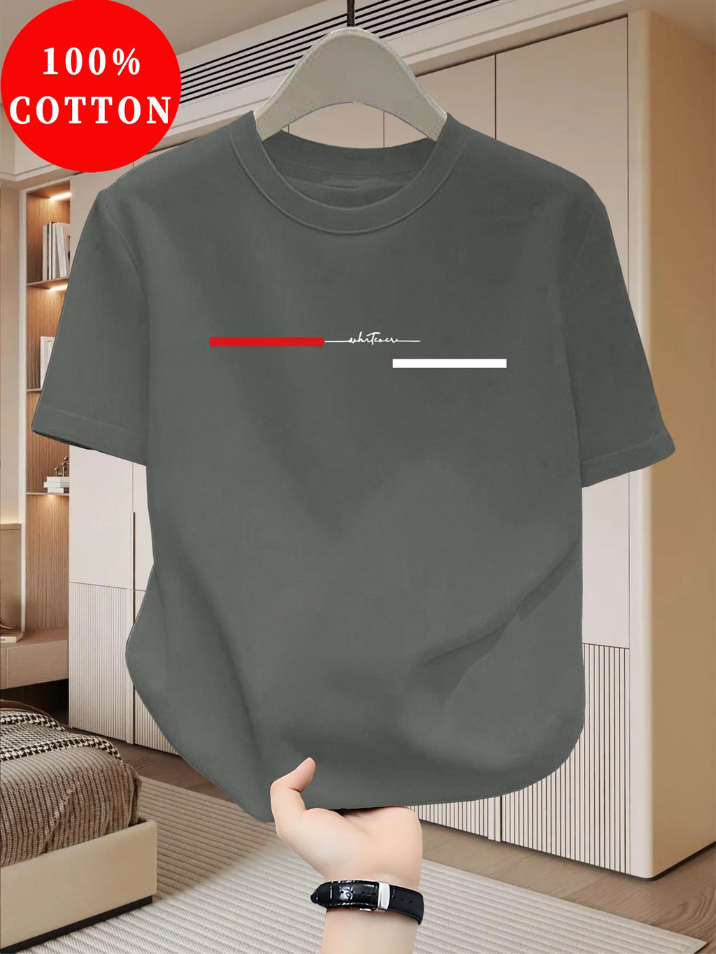 T-Shirt Homme 100% Coton Loose Col Rond Imprimé Lettres Style Américain 18 Coloris – CLEVI Paris