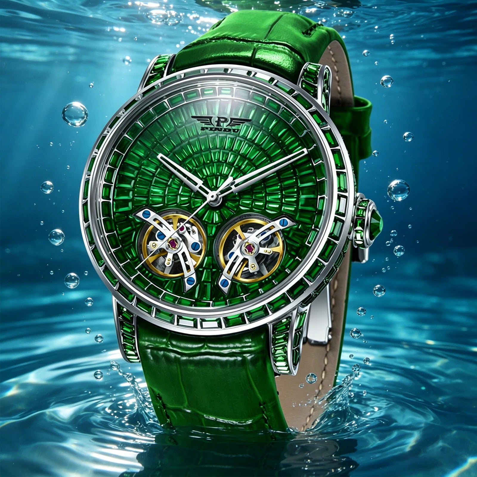 Montre Mécanique Homme PINDU – Diamants, Saphir & Cuir | Luxe