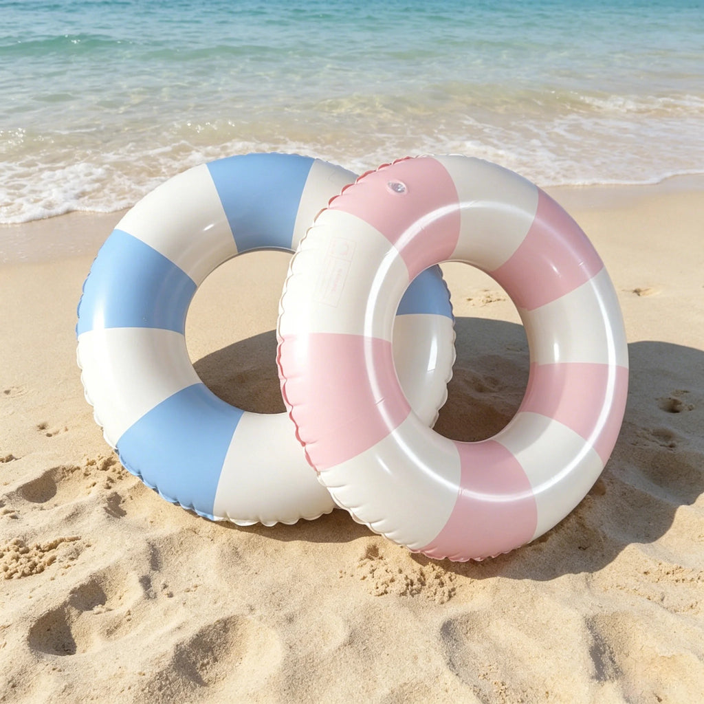 Bouée Gonflable Vintage Rayée – Anneau de Piscine Été 60 à 90 cm – Femme & Adulte