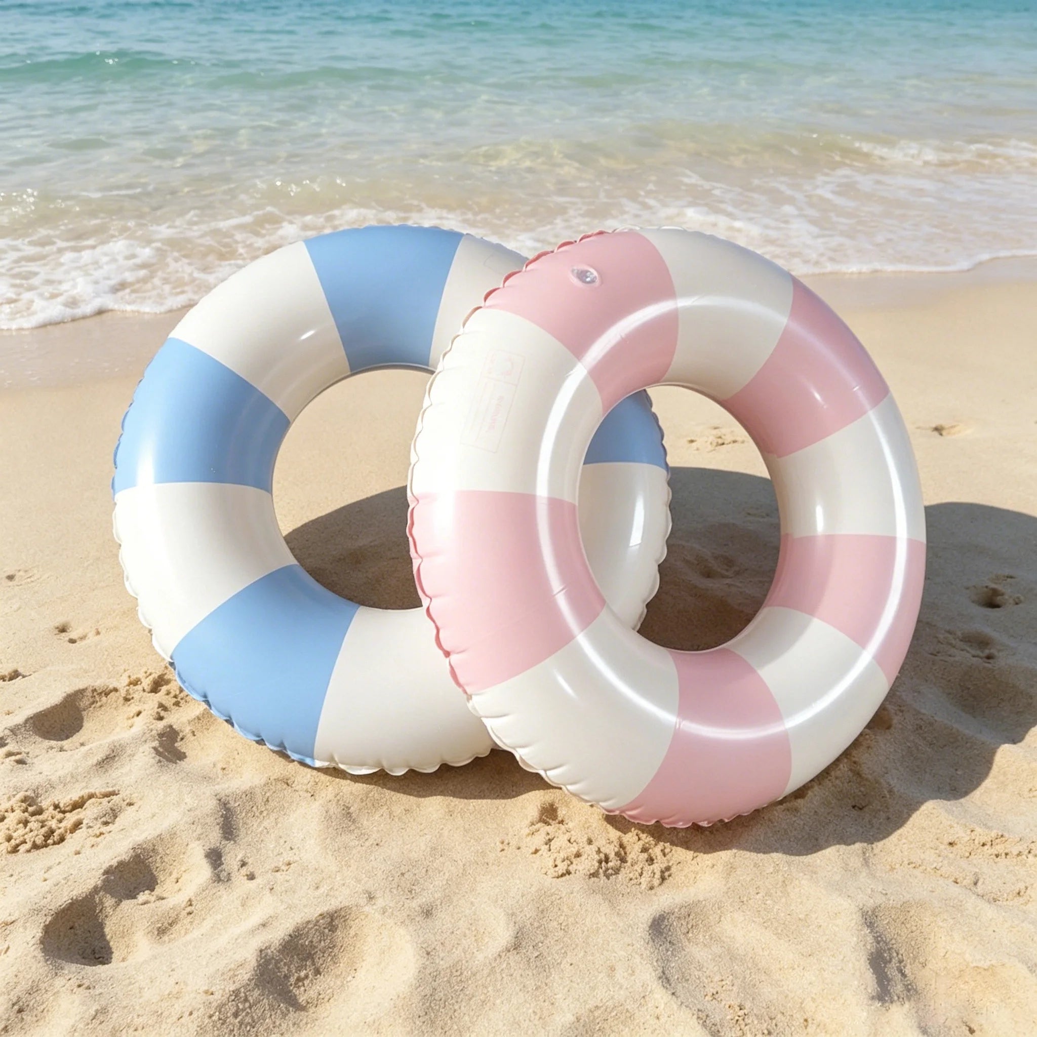 Bouée Gonflable Vintage Rayée – Anneau de Piscine Été 60 à 90 cm – Femme & Adulte