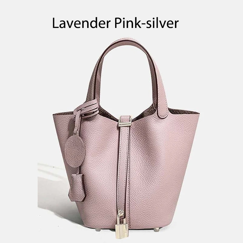 Sac Seau Femme Cuir Véritable TOGO Cadenas & Foulard Décoratif – CLEVI Paris