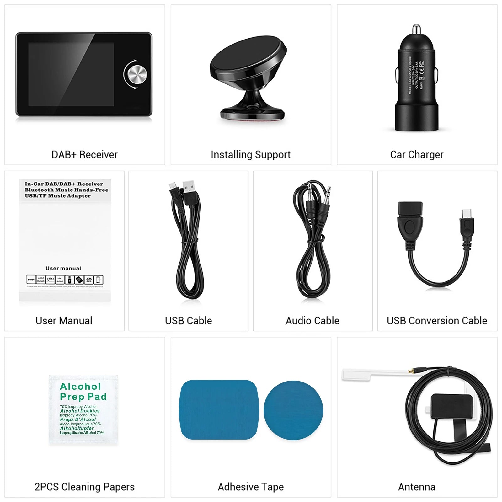 Adaptateur DAB+ Voiture Ezonetronics – Écran 2,8" Couleur, Bluetooth, Transmetteur FM, Carte TF 64Go, Appel Mains Libres