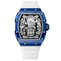 Daniel Gorman 8109 – Montre Automatique Squelette Homme | Bracelet Silicone, Boîtier Tonneau