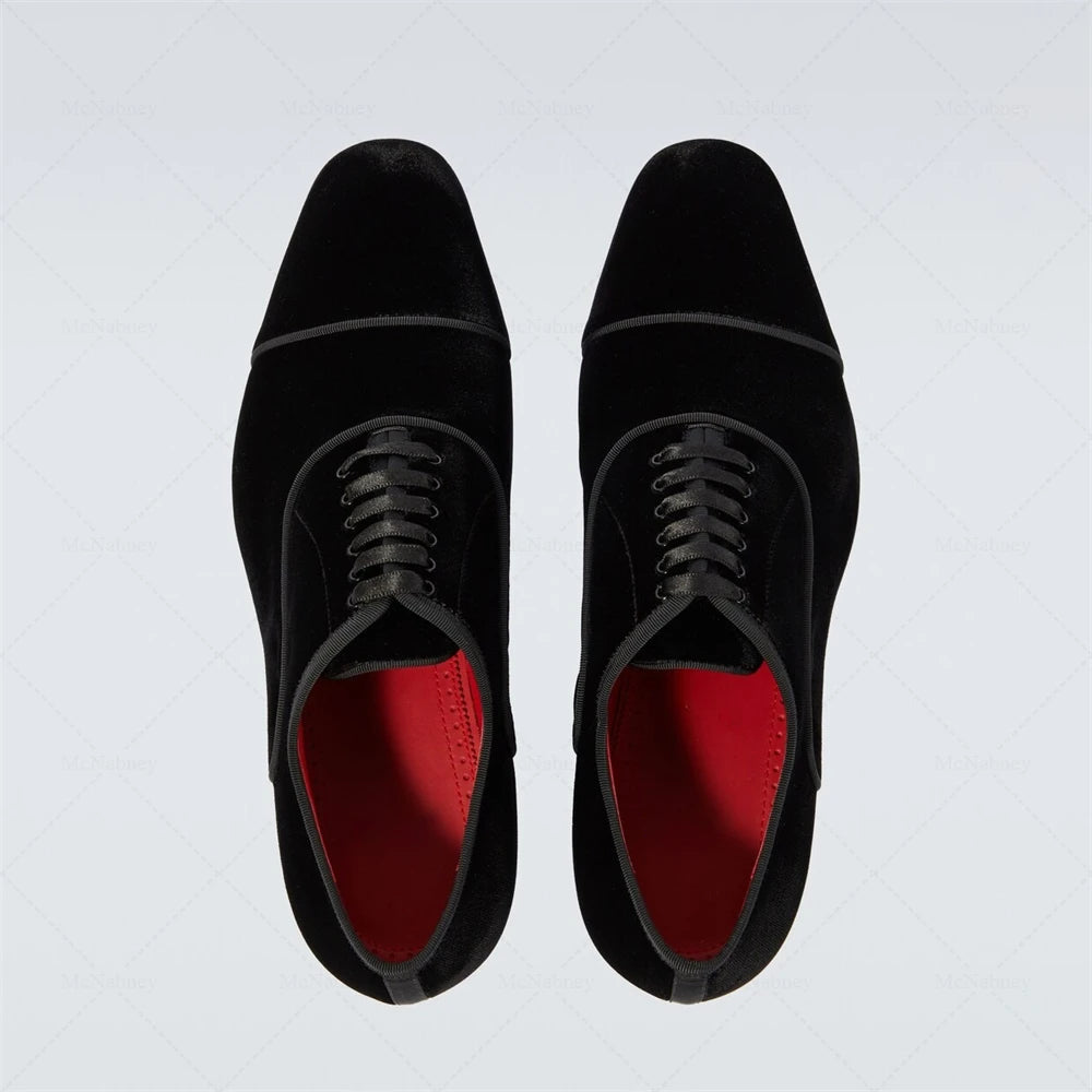 Oxford Homme Velours Noir Détail Argenté Lacets Mariage – CLEVI Paris