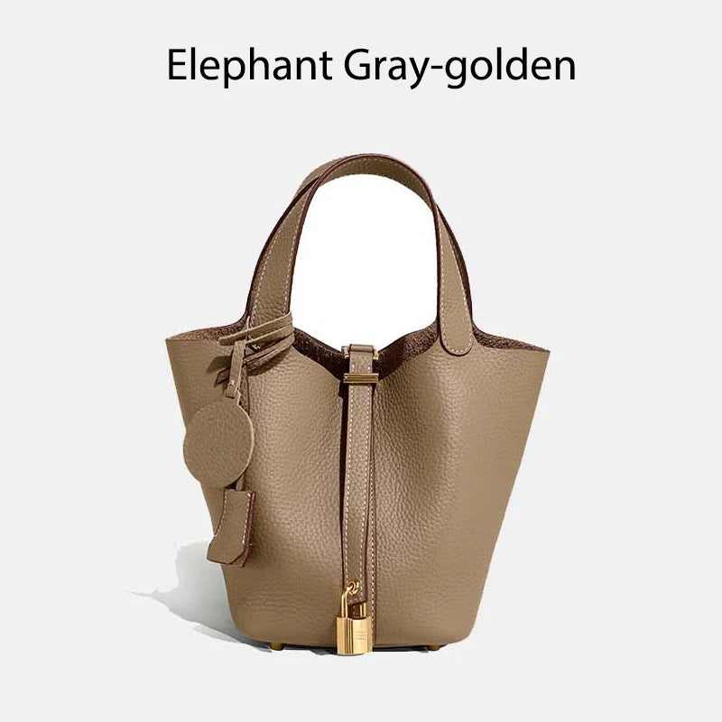 Sac Seau Femme Cuir Véritable TOGO Cadenas & Foulard Décoratif – CLEVI Paris