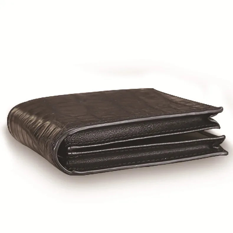 Portefeuille Court Homme Cuir Crocodile Véritable Motif Alligator – CLEVI Paris