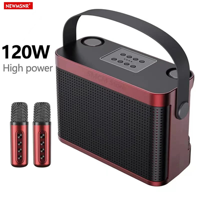 Enceinte Bluetooth Newmsnr 120W Karaoké 2 Micros Basses Profondes 5-6h Fête – CLEVI Paris