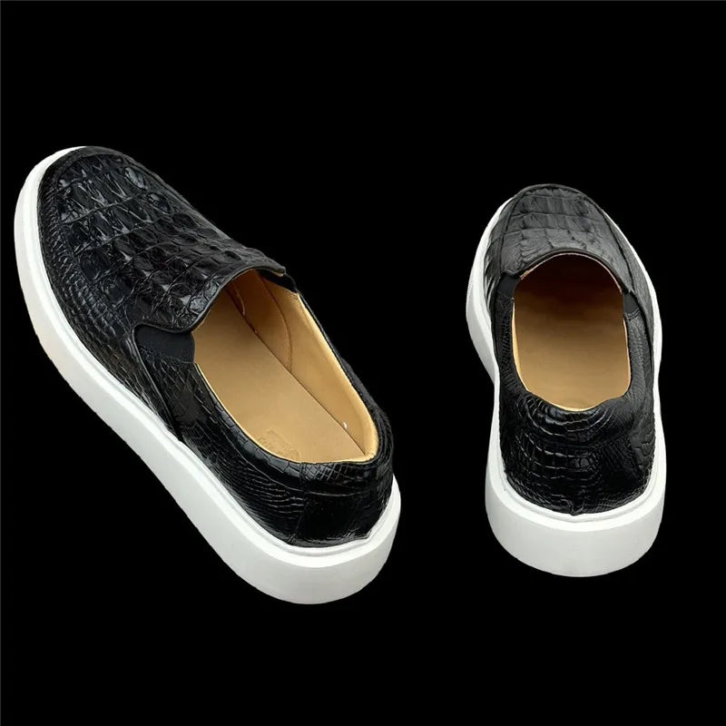Mocassins homme noirs en peau de crocodile – CLEVI Paris