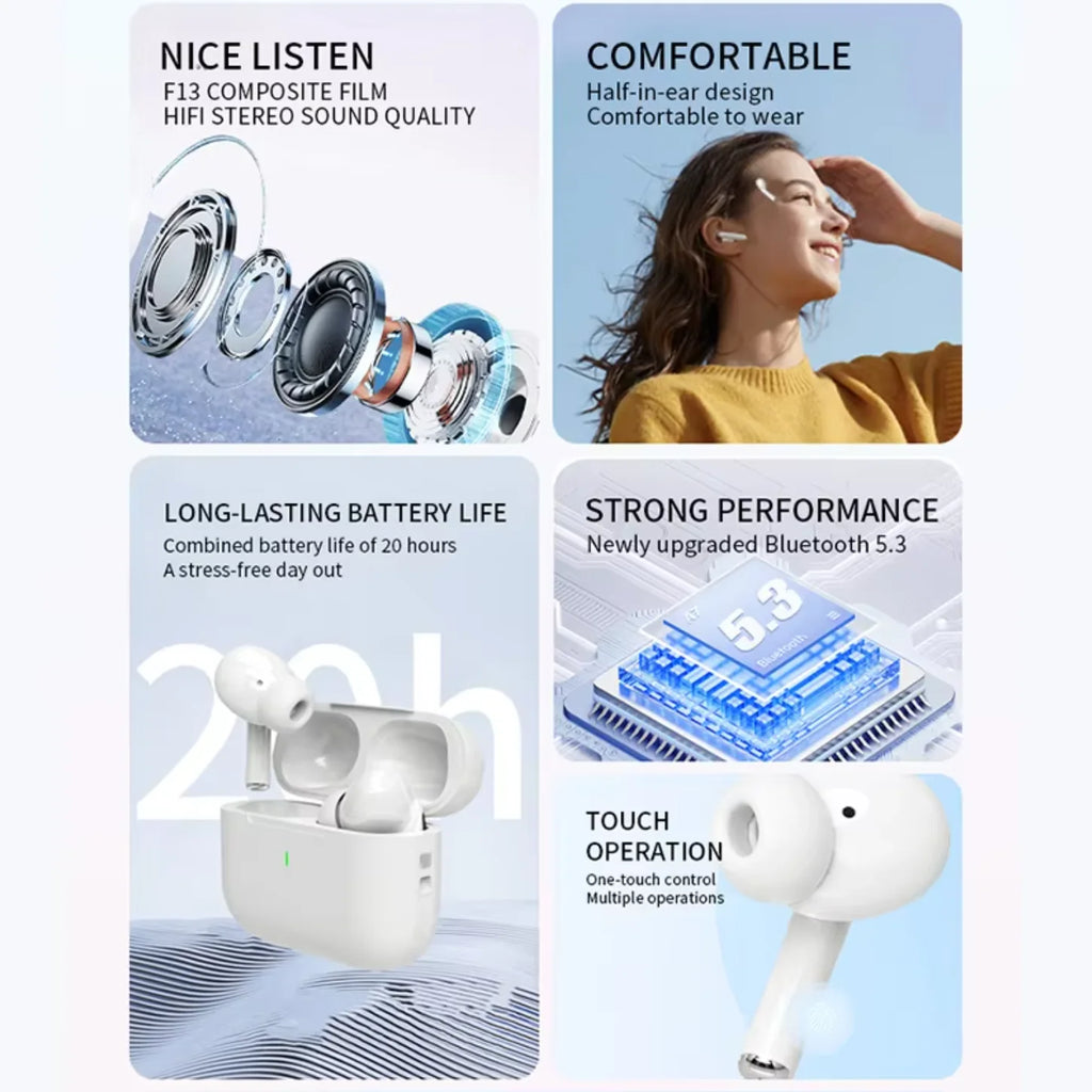 Écouteurs TWS UEESFIT A5 Bluetooth 5.3 ANC HiFi 72h – CLEVI Paris