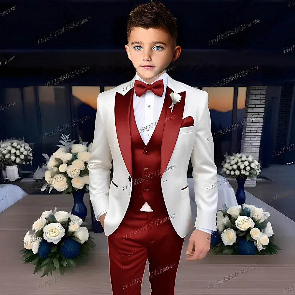 Costume 3 Pièces Garçon Mariage Cérémonie Blazer Gilet Pantalon 13 Coloris – CLEVI Paris
