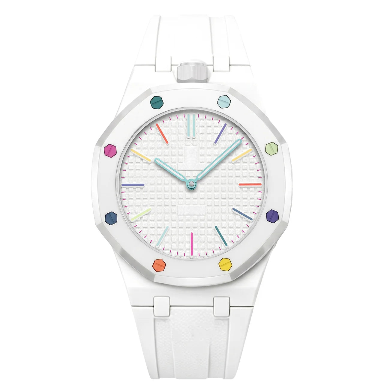 Montre Quartz Boîtier Octogonal Unisexe Bracelet Cuir Multicolore – CLEVI Paris