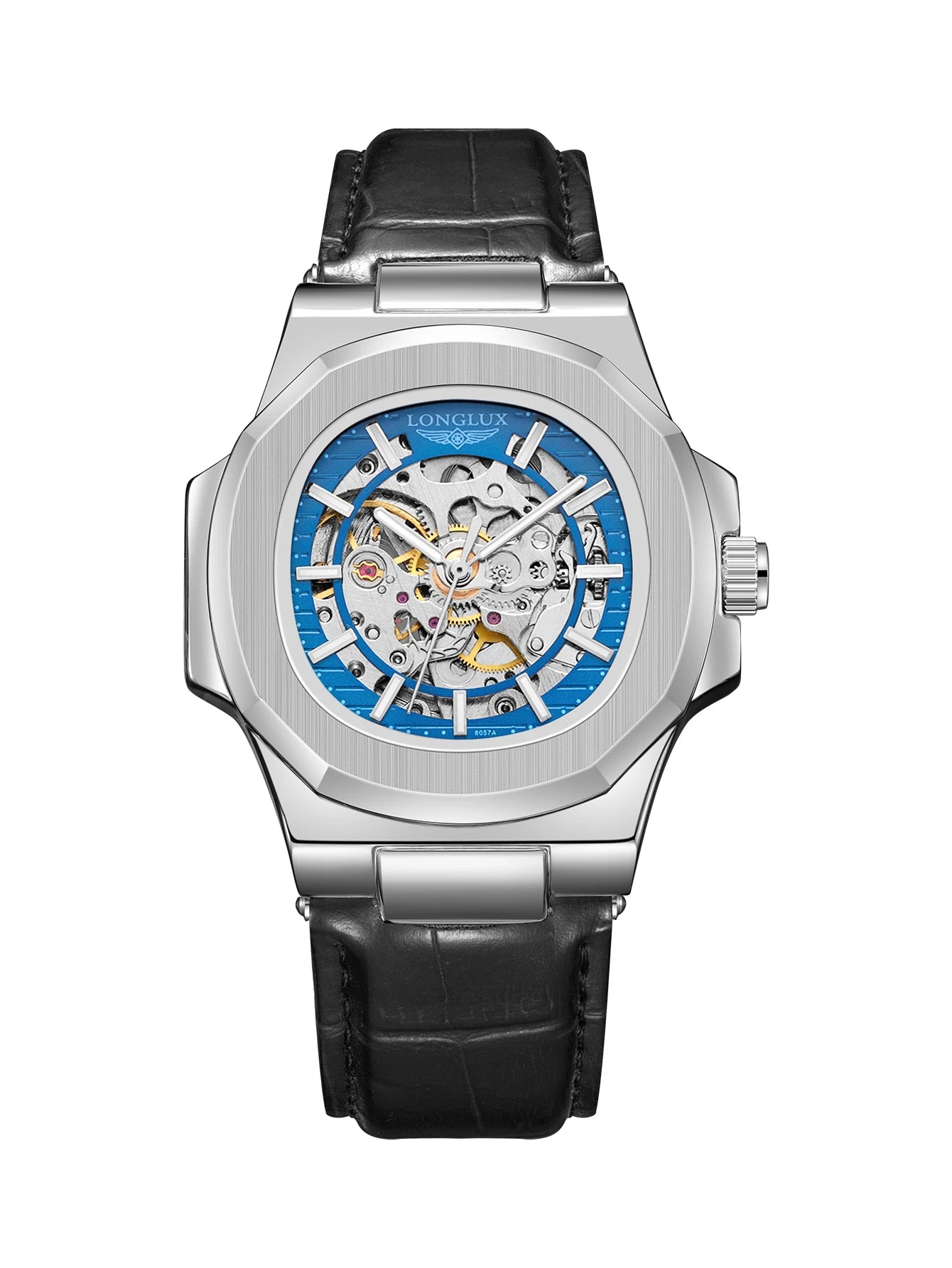 Montre Mécanique Homme LONGLUX 8057P – Squelette Automatique, Cuir & 7 Coloris