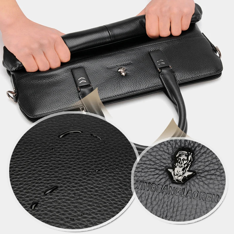 Sacoche Unisexe Cuir Véritable Business Luxe 38x4,5x29cm – CLEVI Paris