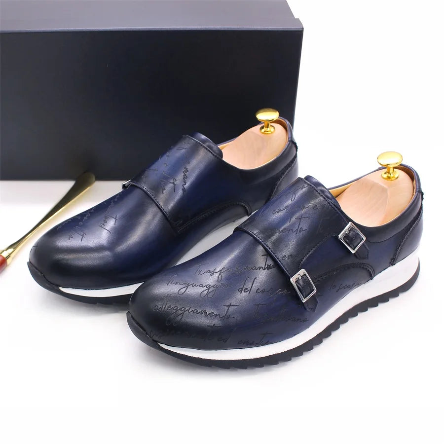 Chaussures Cuir Homme Faites Main | Double Boutonnage Bout Rond Mariage