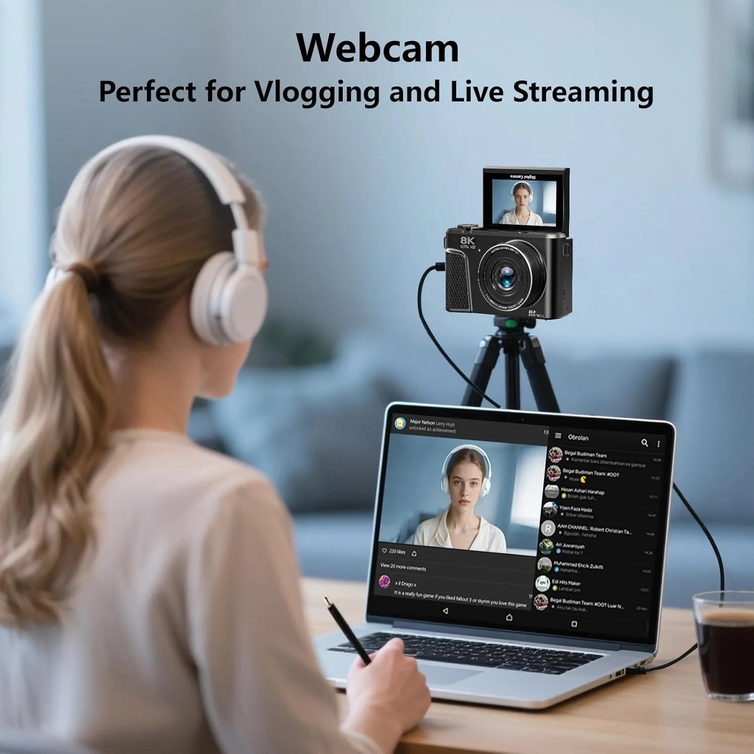 Appareil Photo Vlogging JSAMAZING W300 8K 88MP – Écran 3" Orientable 180°, Zoom 18x, WiFi, Stabilisation Double, YouTube – CLEVI Paris