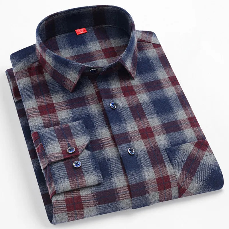 Chemise Homme Manches Longues Coton Carreaux Style Britannique – CLEVI Paris
