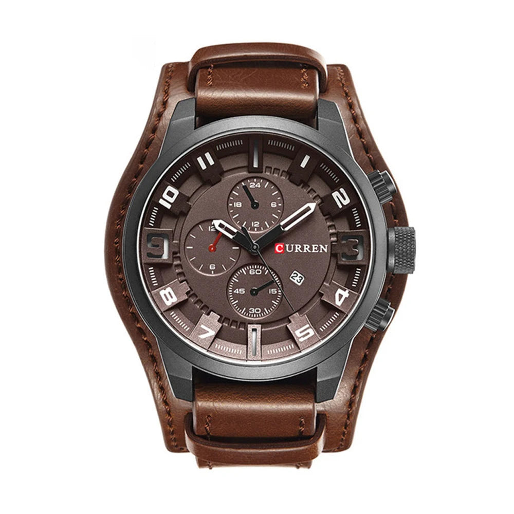 CURREN Montre Quartz Homme Style Chronographe Cuir Date Jour 45mm Mouvement Japonais – CLEVI Paris
